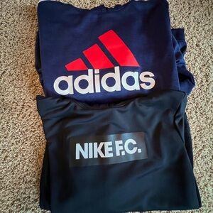 Kids xl adidas sweatshirt dark blue and kids xl Nike FC dri fit black sweatshirt